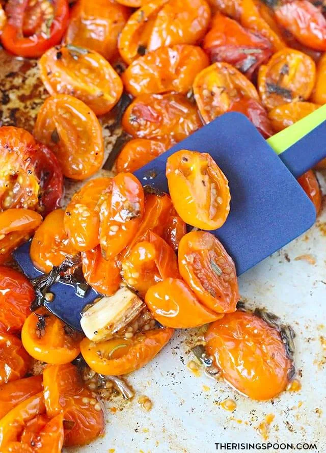 Roasted Cherry Tomatoes with Herbs & Garlic (Easy Side Dish Recipe)