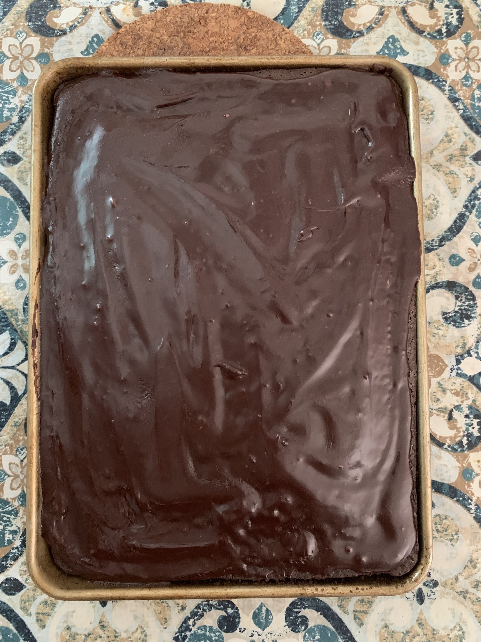 The Vegan Mouse Chocolate sheet cake with cocoa glaze.