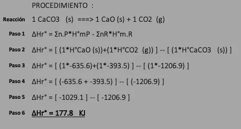 entalpía de formación ejemplos