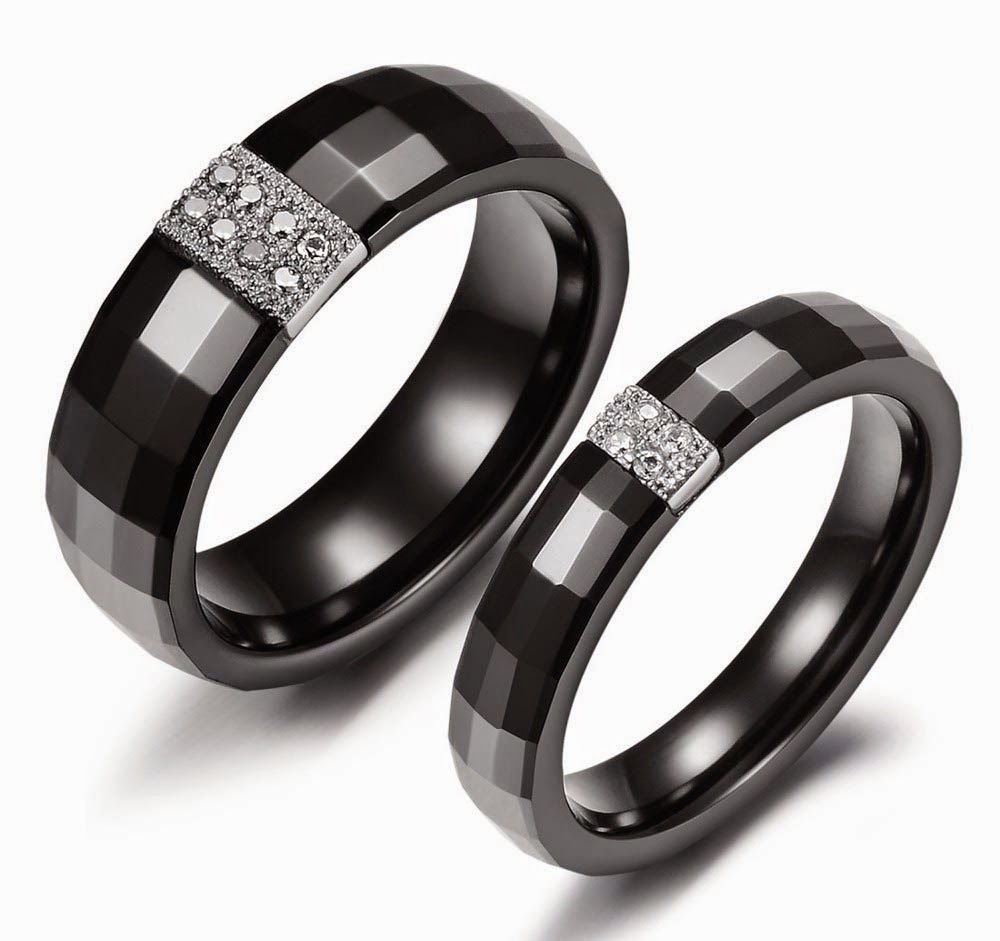 Black Wedding Ring Sets His and Hers Model