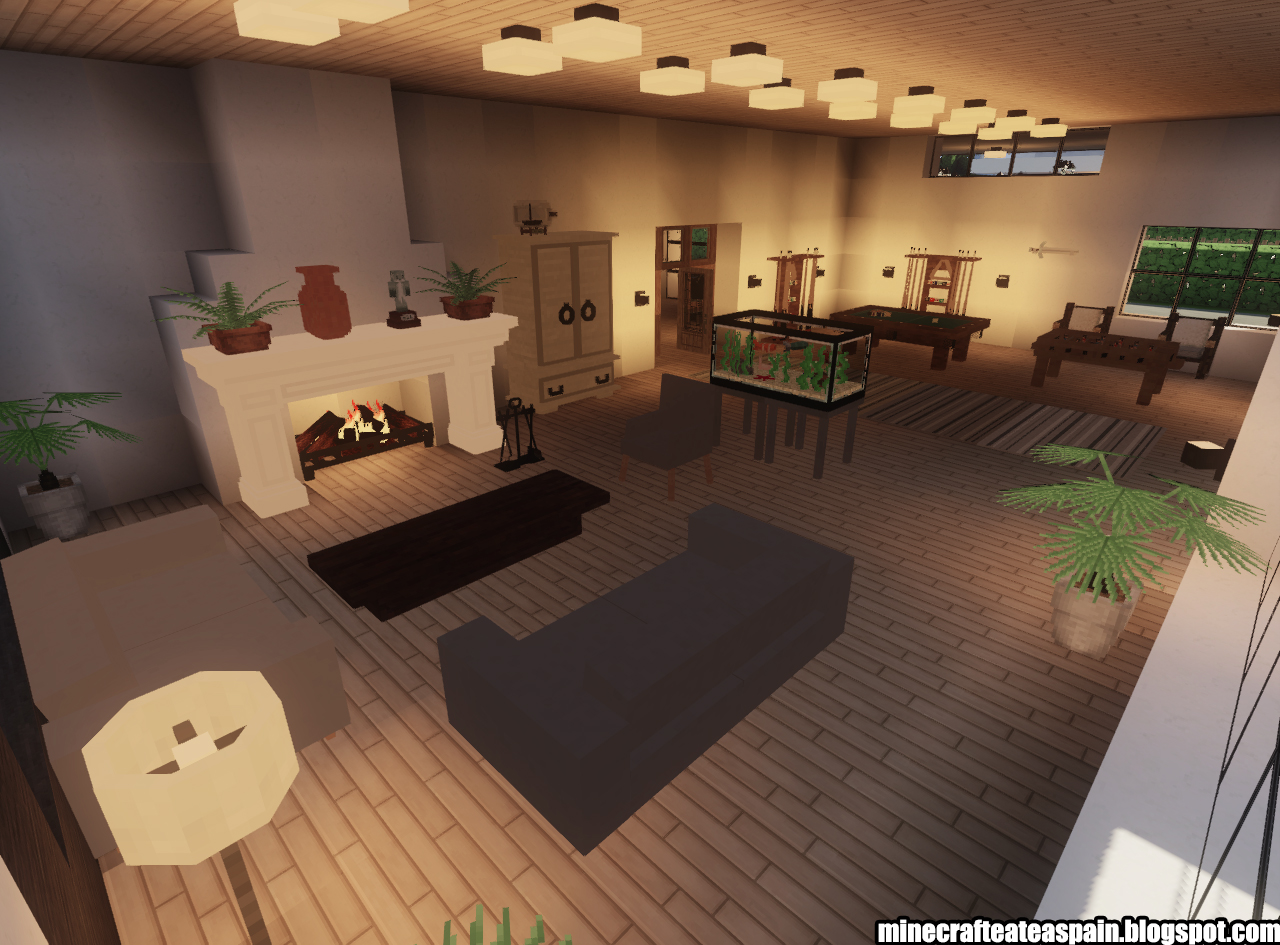 Creaciones Minecrafteate Casa Moderna Blanco y Gris con jardín en