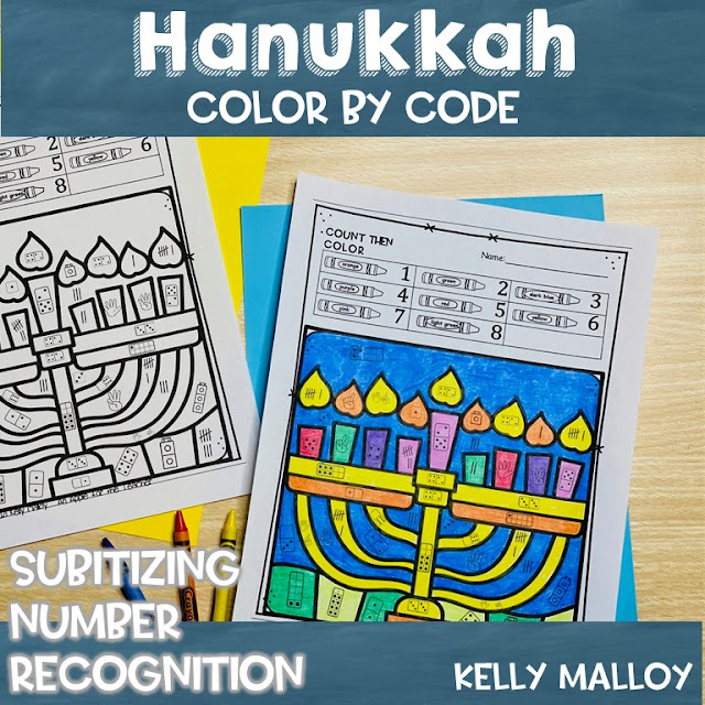 Hanukkah Subitizing Color By Number Worksheets