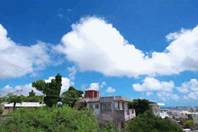 blue skies and fast moving white clouds, GIF
