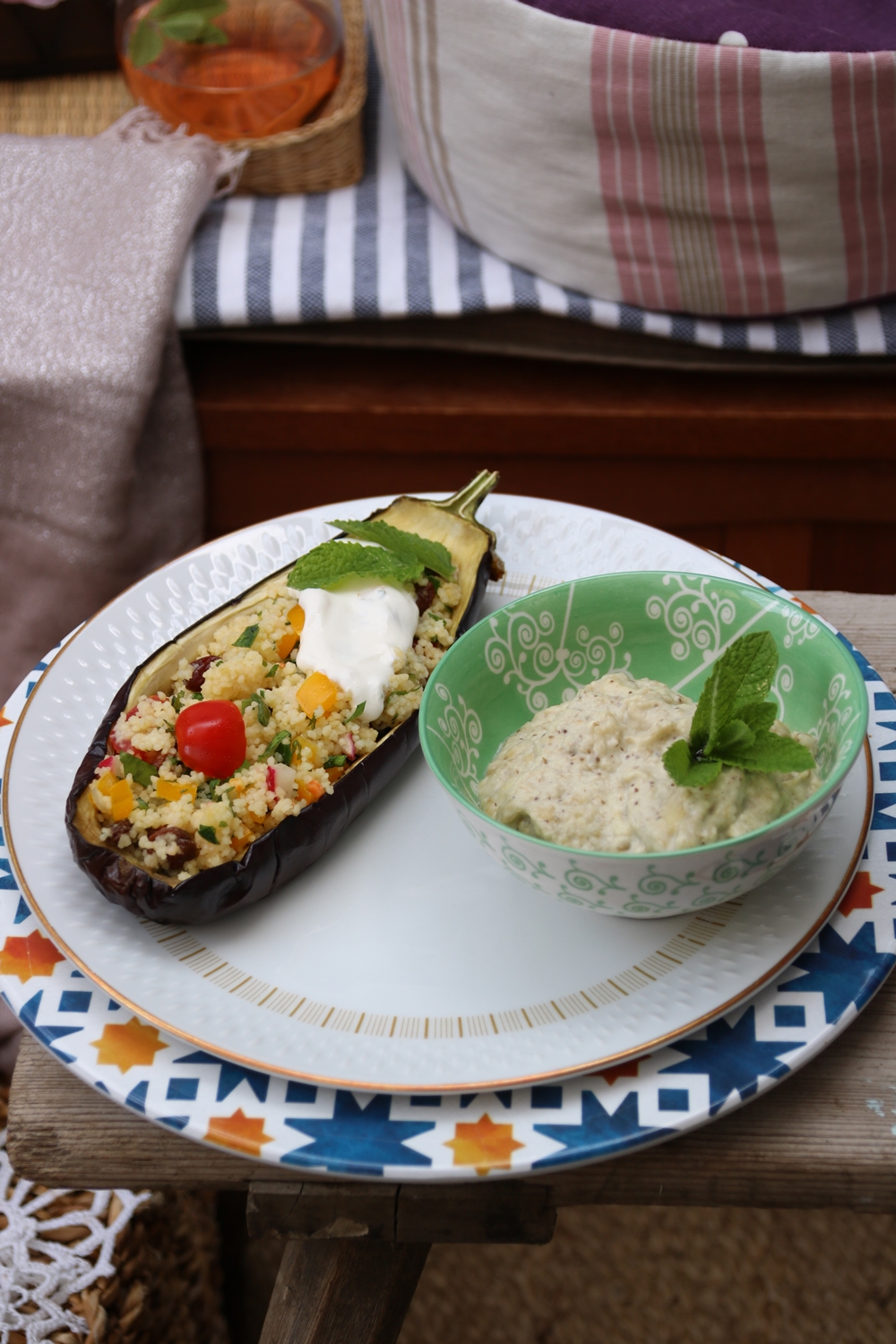 Wolkenfees Küchenwerkstatt: Auberginen mit Taboulé und Baba Ghanoush ... Wolkenfees Küchenwerkstatt: Auberginen mit Taboulé und Baba Ghanoush ...