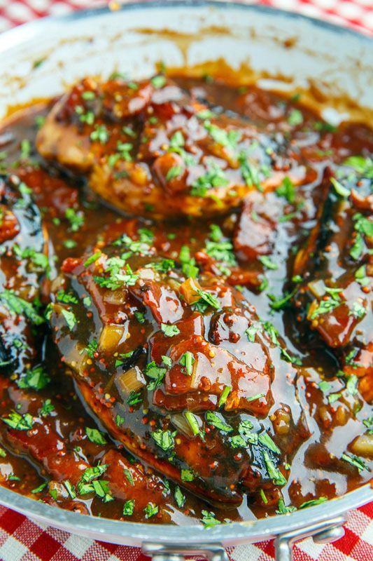 Balsamic Maple Dijon Chicken with Bacon Sauce the chunky chef