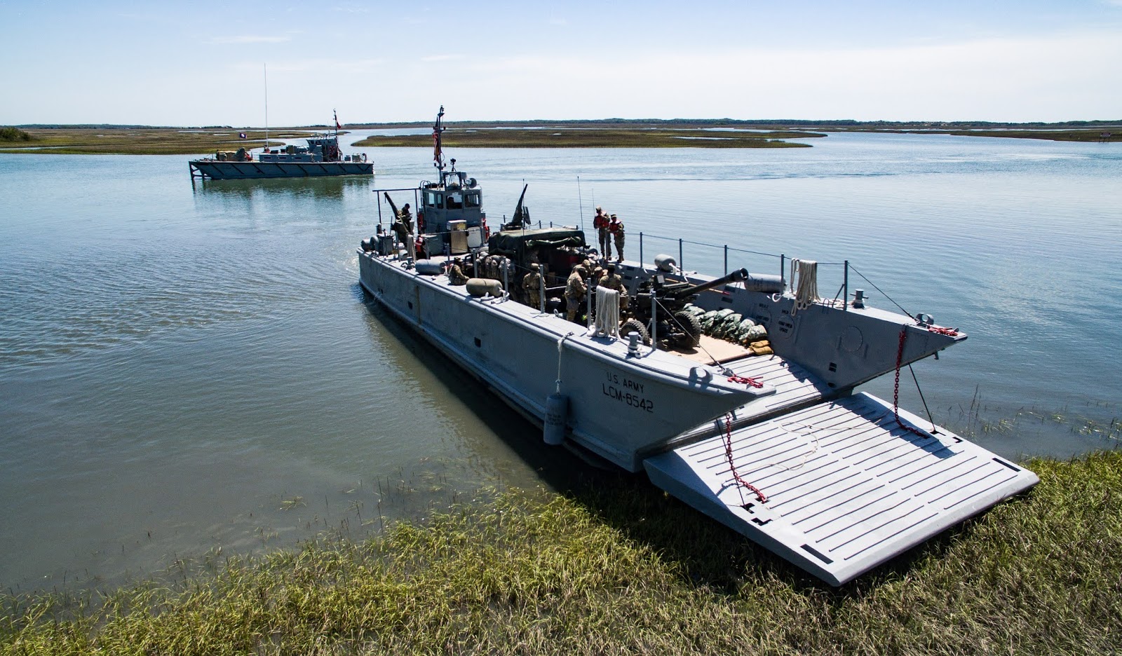 The look of a traditional landing craft like the American LCM8. 