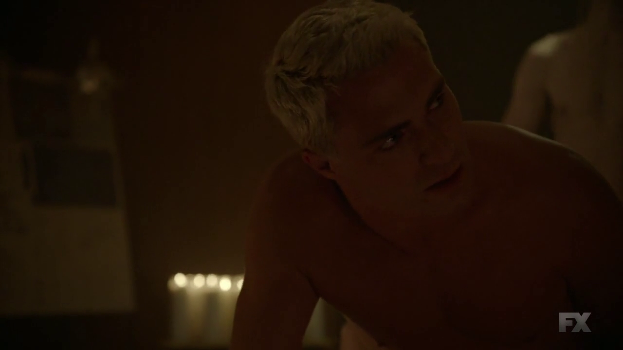 Colton Haynes and Evan Peters shirtless in American Horror Story: Cult 7-08...