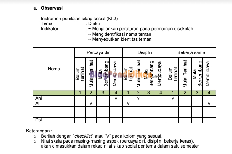 Instrumen Pengolahan Nilai Sikap Pengetahuan Dan Keterampilan Pada