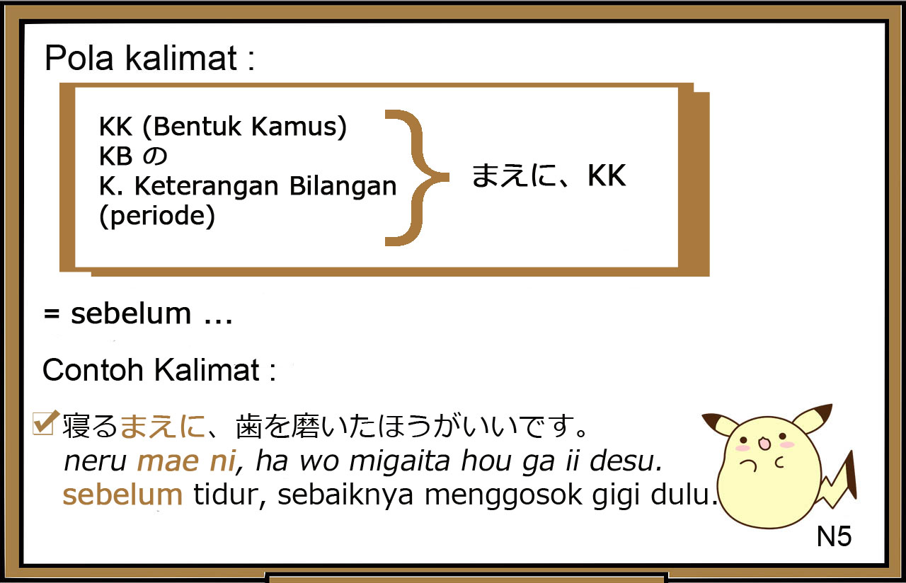 Pola Kalimat / Tata Bahasa / Bunpou / Grammar Bahasa Jepang ~ まえに ( ~ mae ni )