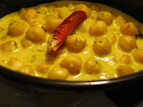 Tender Chickpeas in Golden Karhi Sauce