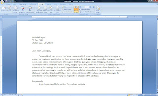 IT 200  The Blog Project 2 Mail Merge Letter