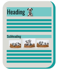 document with adult dalmation with main header and puppies under the sub headings