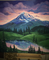 rainier mount painting skyline seattle mt blacklight easel