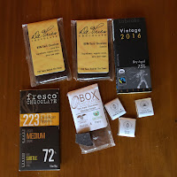 assortment of aged chocolate Steve DeVries, Fresco Chocolate, Box Chocolate, Zotter Chocolate, To’ak Chocolate