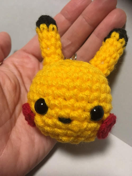 Free Crochet Pattern Pikachu Keychain Modesty by Laura