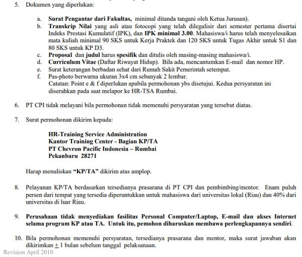 Cara Melamar Kerja Praktek Di Pt Chevron Pacific Indonesia Twenty Three