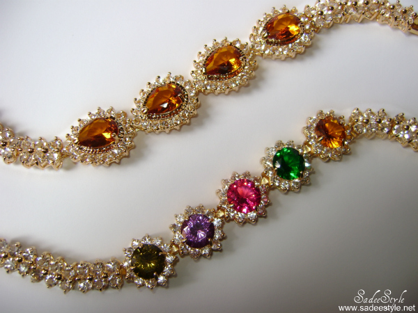 Orange And Colorful Diamonded Crystals Bracelets By Romwe