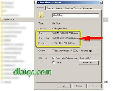ukuran file LibreOffice 7.0