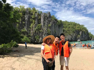 Alaric Ong with Veronica Tan and Aaron Ong at El Nido, Palawan in philippines