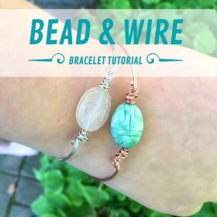 Dishfunctional Designs Easy Scarab Bead & Wire Bangle Bracelet Tutorial