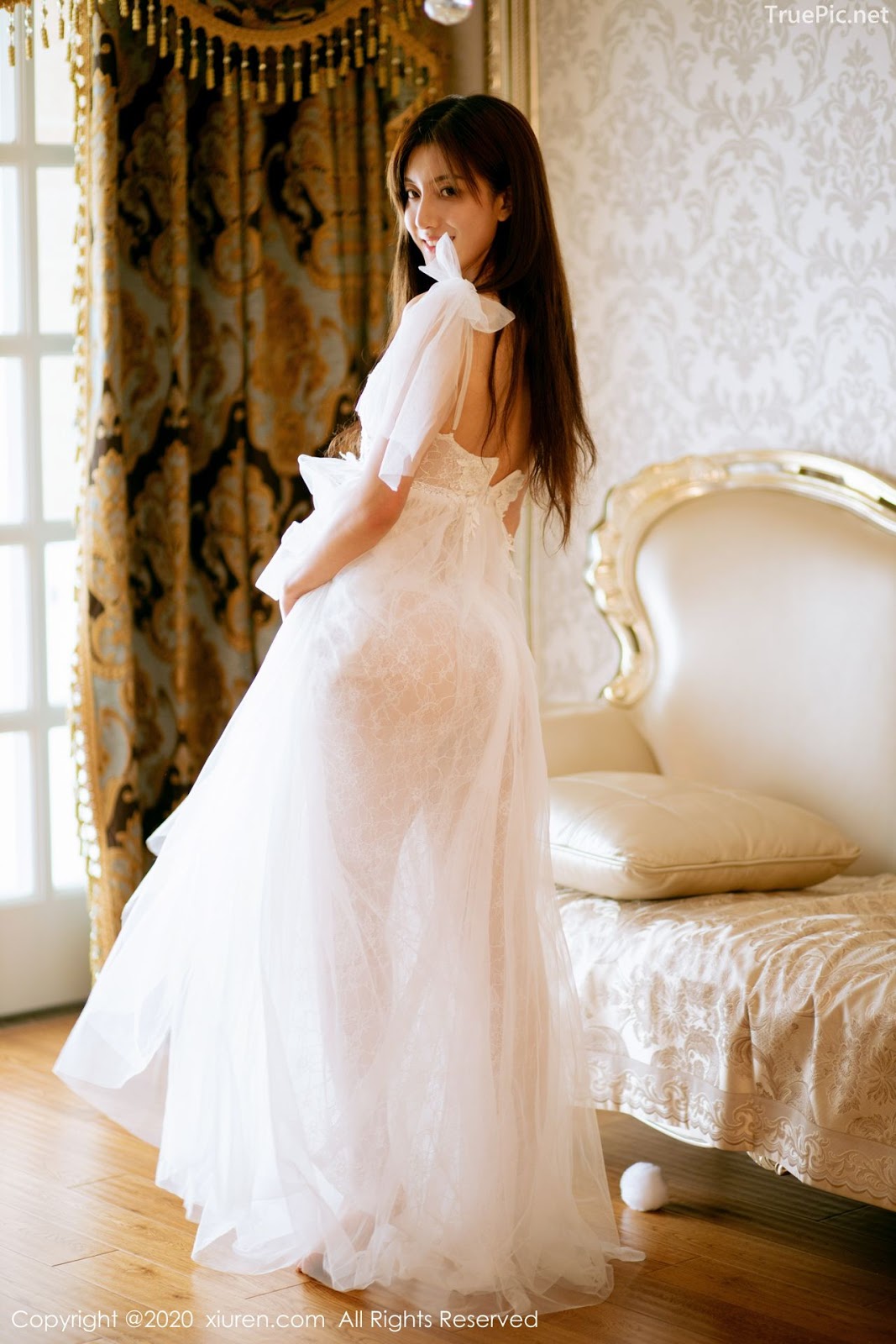 XIUREN No.1914 - Chinese model 林文文Yooki so Sexy with Transparent White Lace Dress - Picture 47