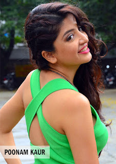 poonamkaur side face photo in parrot green spicy dress