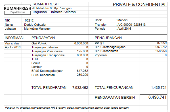 Cetak Slip Gaji Jakarta Format Excel Slip Gaji Terbaru (1