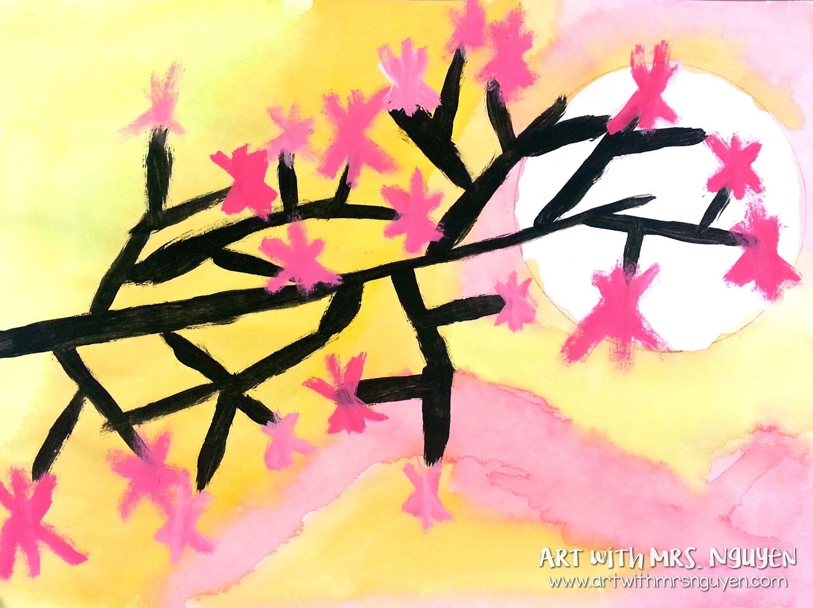Cherry Blossom Paintings (3rd) | Art with Mrs. Nguyen
