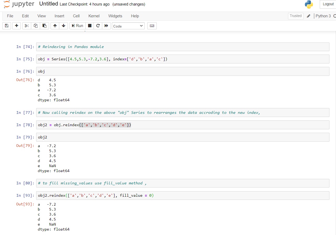 ๐ Python And It's Libraries ๐ : Reindex function in Pandas