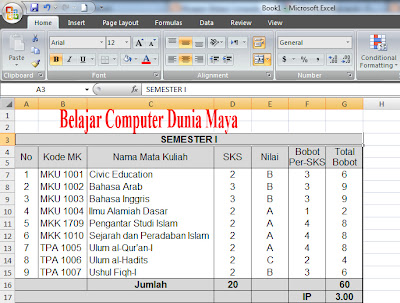 Cara Memasukkan Rumus Transkrip Nilai Otomatis Pada Excel - Belajar Computer Dunia Maya