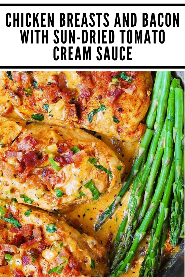 Chicken Breasts and Bacon with SunDried Tomato Cream Sauce Keto Recipes
