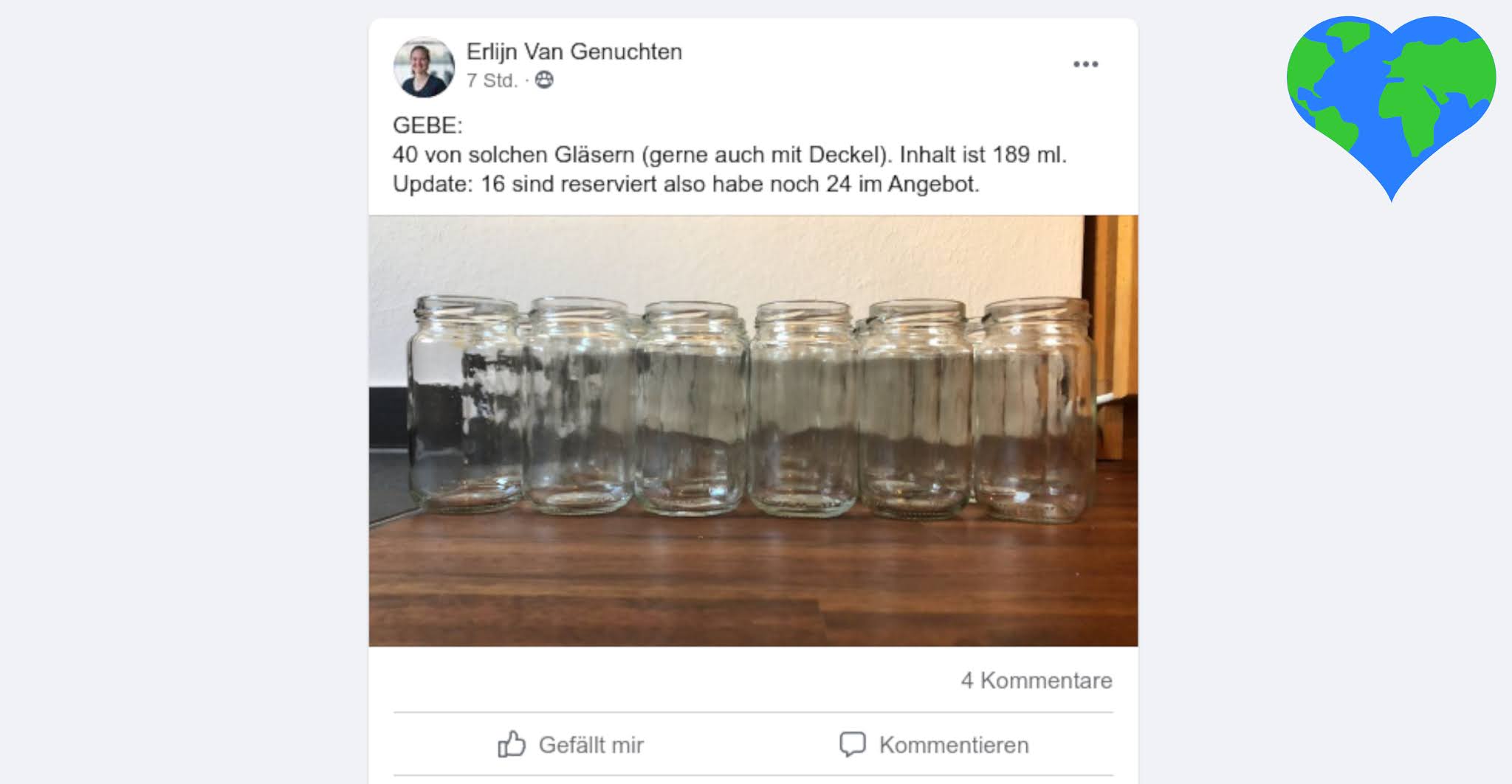 Giving away glass jars