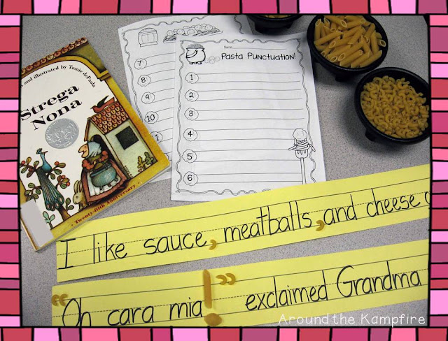 FREE pasta punctuation printable from Around the Kampfire blog