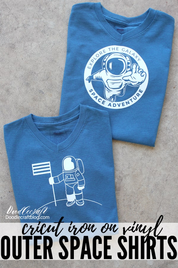 Make a Moon Landing Space Exploration Shirt to celebrate the 50th anniversary of the lunar landing with Cricut iron on vinyl, easypress 2 and the maker!