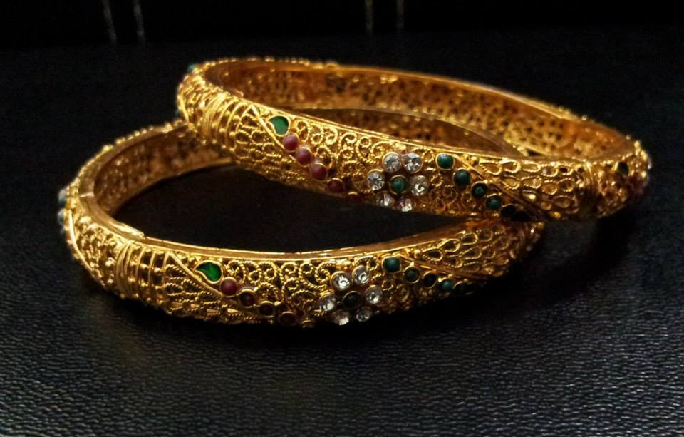 MADHAVI SILVER PALACE NELLORE MADE BANGLES& BLACK BEADS Bangles