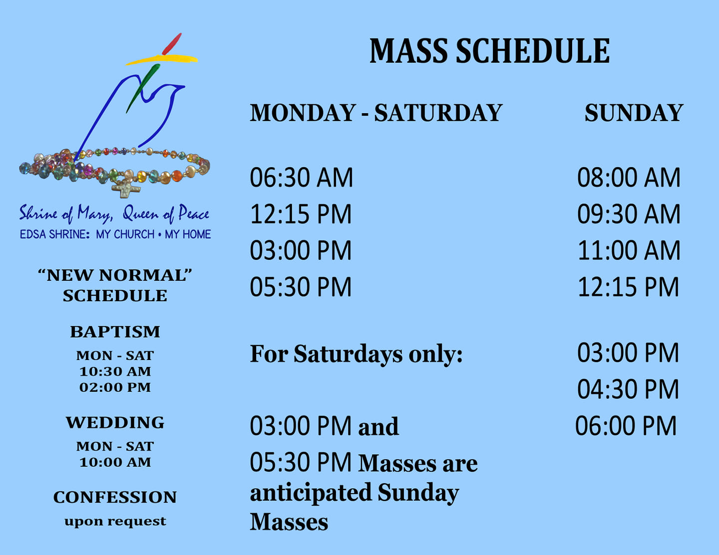 presentation parish church mass schedule