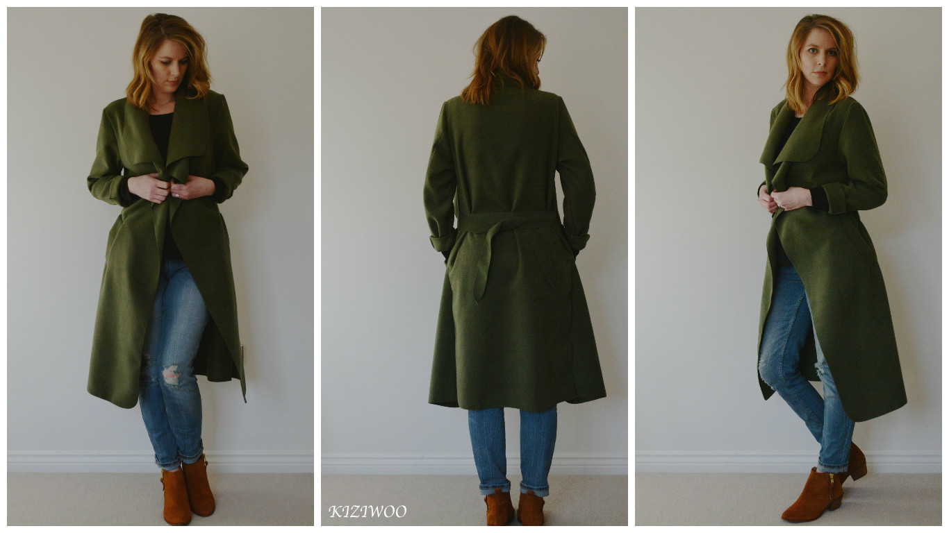 khaki waterfall coat