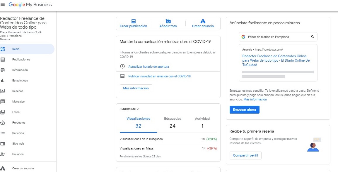 Ficha de Google MY Business