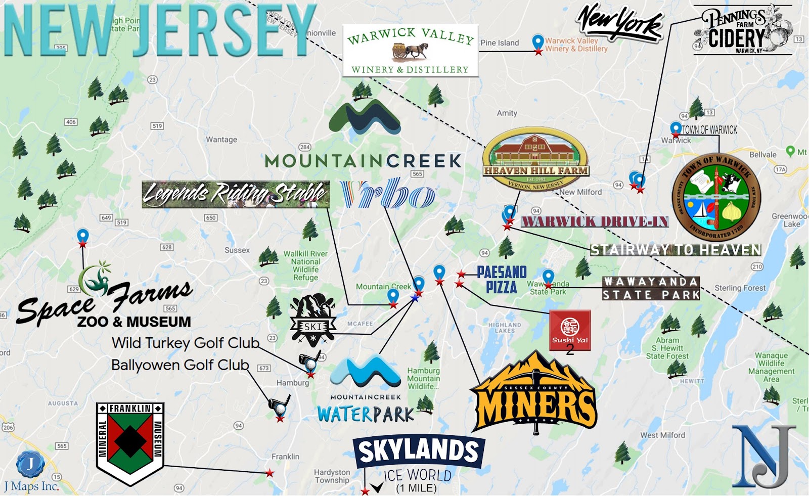 Mountain Creek NJ VRBO Tourist Map