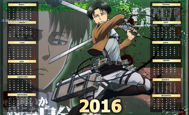 calendario 2016 shingeki no kyojin