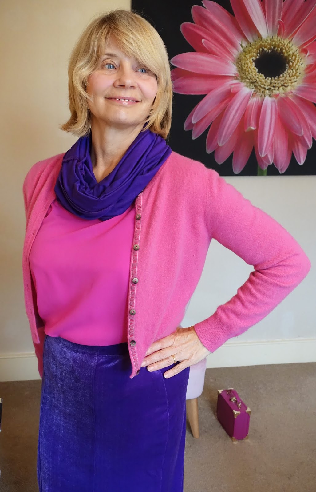 Over 50s blogger Is This Mutton in pink with purple