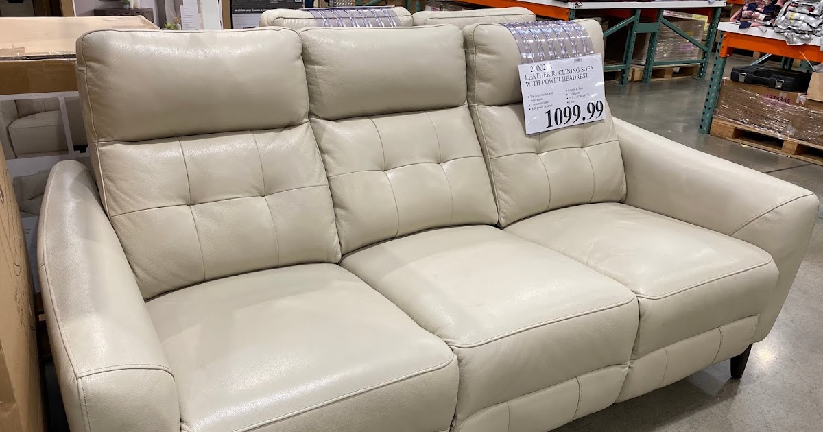 Leather Power Reclining Sofa With, Leather Reclining Sofa With Power Headrest Costco