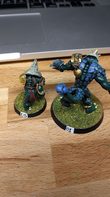 The Blue helps the figures stand out a little. Krox with blue scales next to a Saurus before scaling