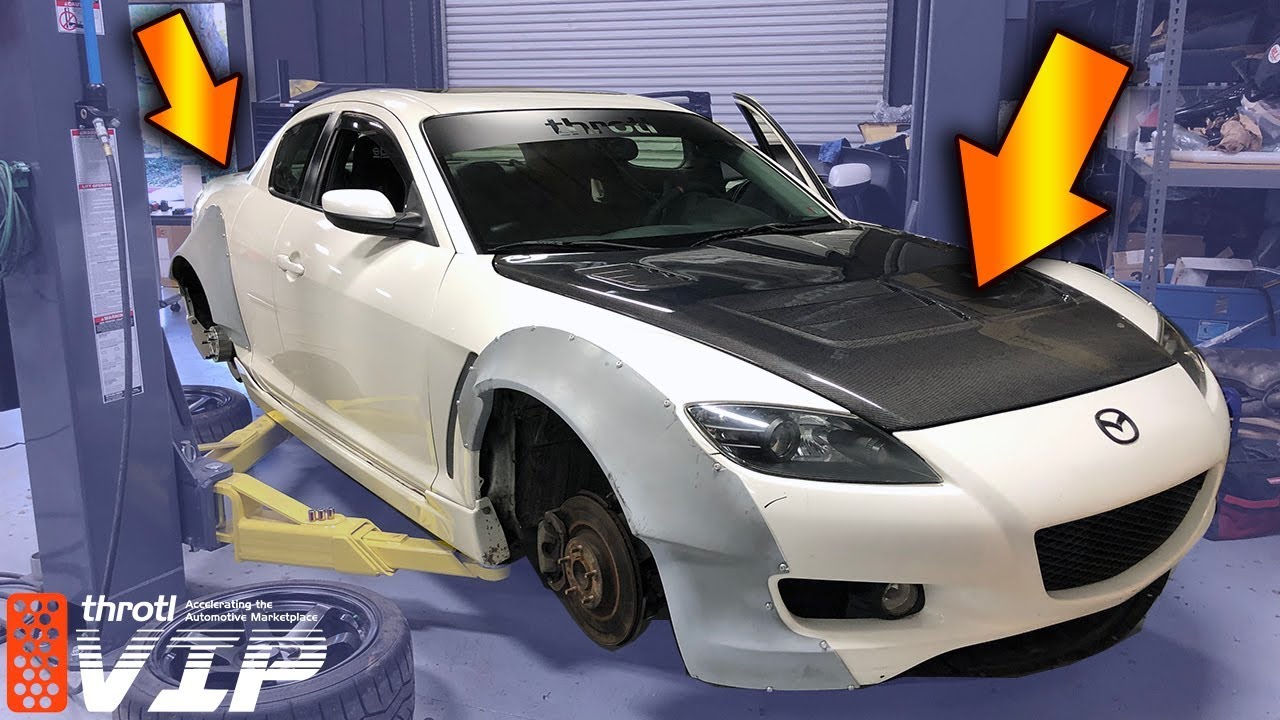 WATCH SEIBON CARBON FIBER HOOD AND TRUNK INSTALL MAZDA RX8