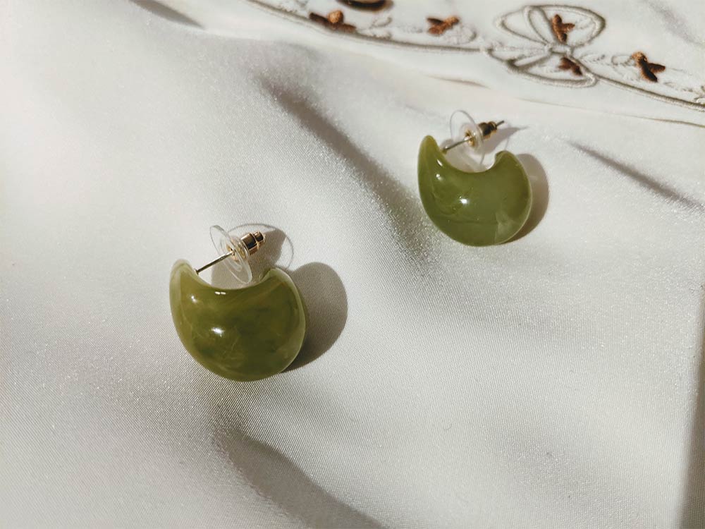 boucles d'oreilles pour style vintage pinup en forme de goutte vert