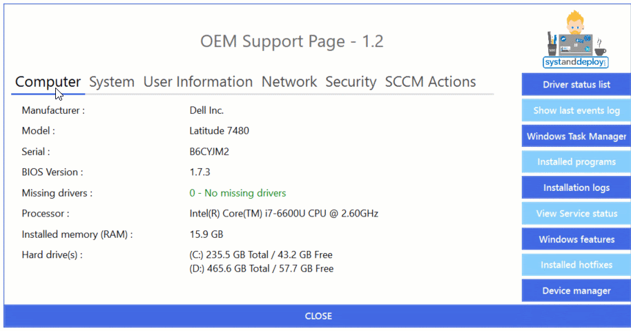 Powershell tool: OEM Support Page | Syst & Deploy
