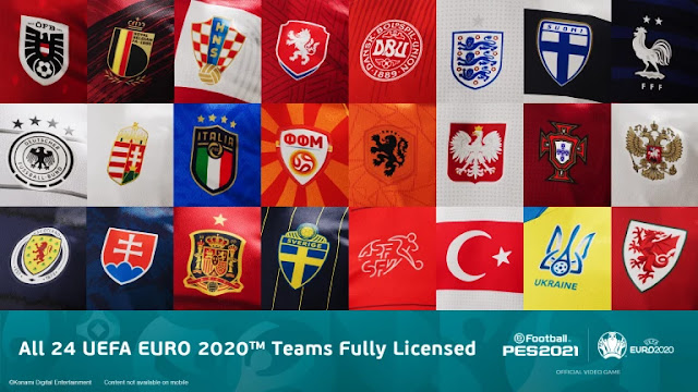 رسميا تحديث كأس أوروبا للأمم UEFA Euro 2020 متوفر الآن بالمجان للعبة PES 2021 و هذه محتوياته