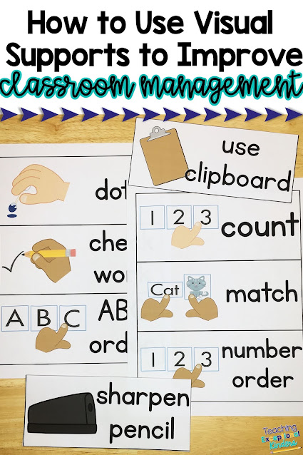 How to Use Visual Supports to Improve Your Classroom Management Strategies Use picture direction cards to help your students to be independent during centers and independent work