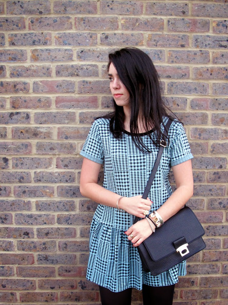 Emma Louise Layla in blue and black checked dress
