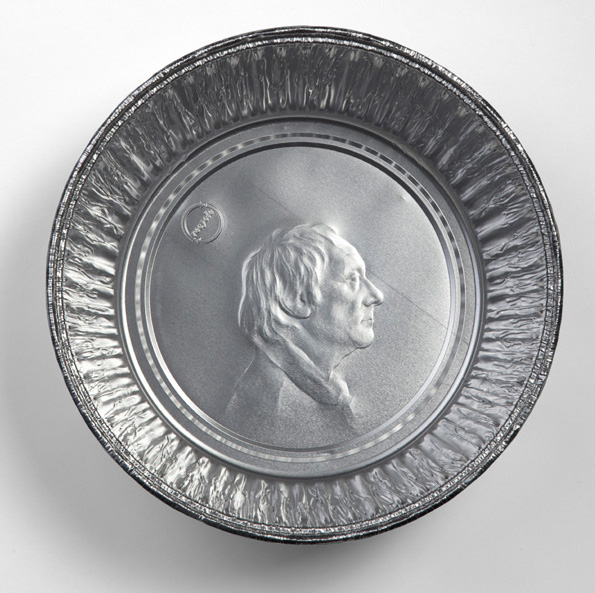 portraits embossed on aluminum foil pans
